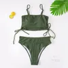 Costume da bagno da donna Bikini a vita alta 2023 Costume da bagno push up a due pezzi tinta unita da donna sexy brasiliano