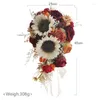 Decorative Flowers Large Vintage Sunflower Wedding Bouquets For Bride Artificial Rose Bouquet Orange Rustic Decor