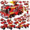 Blocs ToylinX modèle de feu blocs de construction camion pompier ville éducatif garçon jouets pour enfants cadeau R230907