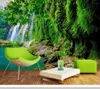 خلفيات Papel de Parede Mountain Waterfall Green Fresh 3D Wallpaper Room Room TV Wall Bedroom Decor