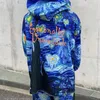 Herrtröjor Allover Graffiti Hoodie Women's Quality Terry Cloth Sweatshirt Abstract Night Sky Eu Pullovers mångsidig blå