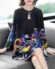 Casual Dresses Spring Ethnic Style Pleated Cheongsam 2023 Print Loose Fit Elegant Party Dress For Women