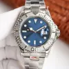 2023 Mens watch blue dial ice out watchs gold watches for men yachtmaster ii diamond luxury mechanical wristwatch 44mm automatic movement top brand high role