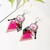 Boucles d'oreilles pendantes cadeaux de saint valentin romantique coeur rose amour laiton Triangle boucle d'oreille mode filles suspendus bijoux en gros