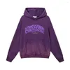 Sweats à capuche pour femmes en détresse lavé Vintage kangourou en vrac pour femmes hommes unisexe Goth violet vêtements pulls Streetwear hiver esthétique