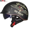 GXT DOT Certification Retro Motorcycle Helmet Moto Helmet Scooter Vintage Half Face Biker Motorbike Crash Moto Helmet Casco Moto201q