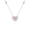 Kedjor Alla hjärtans dag Pink Diamond Heart Necklace For Women Light Luxury Powder Zircon Female Sweet Clavicle Jewelry