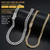 Passera diamanttestare en rad 925 Sterling Silver VVS Moissanite Diamond Cuban Link Chain Halsband Abbkf