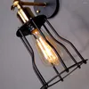 Lâmpada de parede Linha Metálica Vintage Sconce Ferro Forjado Gaiola Luz País Americano