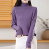 Women's Sweaters 2023 Half Turtleneck Long Sleeve Pullover Sweater Slim Warm Inner Bottoming Knit Short Solid Color Top