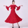 Scene Wear Red Ballroom Dance Dress Women Competition Waltz Tango Party Clothes 2023 Elegant Modern Performance Costume Dancewear