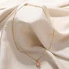 Pendant Necklaces Luxury Pink Zircon Heart Necklace For Women Gothic Sword Go Through Elegant Crystal Flower Love Choker Y2k Jewelry