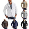 Pulls pour hommes mâle automne et hiver mode couleur unie pull veste chaude cardigan revers poche bouton pull pulls en tricot