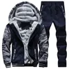 Men's Tracksuits Tracksuit Men Sporting Fleece Thick Hooded Men JacketPant Warm Fur Inside Winter Sweatshirt Men's Clothing Set Plus Size M-4XL 230907