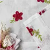 Curtain Red Floral Short Embroidered Tulle For Kitchen Bedroom Living Room Door Window Curtains Home Decor Half Drapes Cortinas