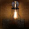 Wall Lamp Metallic Line Vintage Sconce Wrought Iron Wire Cage Light American Country