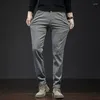 Pantalones para hombres 2023 otoño para hombre estiramiento coreano casual slim fit cintura elástica jogger negocios pantalones clásicos masculino negro gris 28-38