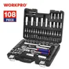 WorkPro 108 PCS 도구 세트 자동차 수리 도구 정비 도구 세트 매트 플래팅 소켓 세트 래칫 스패너 렌치 H220510224U