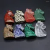 Pendentif Colliers 1PC Charmes en pierre naturelle Agate de couleur aléatoire pour faire des bijoux de bricolage Boucles d'oreilles Collier Accessoire 39x24mm