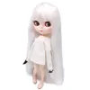 Bonecas ICY DBS Blyth Doll Series No280BL136 Cabelo liso branco com franja rosto branco corpo articulado 16 bjd 230907