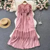 Casual Dresses Elegant Women Dress Summer 2023 Bubble Långärmad Holiday Beach Designer Clothing Chiffon Fashion Maxi