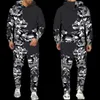 Tracksuits masculinos primavera outono camuflagem hoodie / calças / terno homens mulheres casual com capuz pulôver conjunto de treino 2 peças roupas esportivas 230907