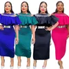 Roupas étnicas Abayas para Mulheres Dubai 2023 Último Vestido Sexy Ombro Off Mini Dashiki Moda Ruffle Splice Jantar Vestidos de Festa com Cinto