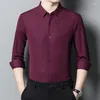 Camicie casual da uomo Camicia da uomo di fascia alta tinta unita Manica lunga Business Silky Primavera Moda Misto lana di qualità Senza soluzione di continuità Chemise Homme