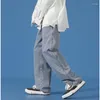 Jesienne dżinsy męskie w lupgy klasyczny stały kolor unisex prosta rurka szerokie nogi dżinsowe spodnie męskie spodnie streetwearne spodnie uliczne