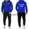 Men's Tracksuits Custom Men's Set Hoodie Sets Men Tracksuit Sportswear 2 Pieces Hoodies+Sweatpant Male Pullover Sweatshirts Warm Clothing x0907