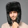 ベレー帽ロシアン帽子厚い温かい爆撃機のエアフラップトラッパーアウトドアキャップオスプラスサイズの冬の帽子スキー