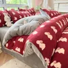 Ensembles de literie épaissir velours housse de couette avec drap de lit taie d'oreiller hiver chaud flanelle double roi couette couette