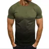 メンズTシャツ春ヨーロッパとアメリカ合衆国のレジャースポーツファッション3D徐々に短leevされた丸い首Tシャツ
