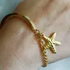 Bracelets de charme Summer Beach Starfish Bracelet en acier inoxydable pour femmes à la main couleur or chaîne Bracelet bijoux accessoires BK208S05