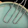 Ketten Unibabe S925 Sterling Silber Retro Ellipse Kreis Halskette Mann Frau Thai Persönlichkeit Kette Necklave Schmuck