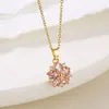 Ожерелья с подвесками в европейском и американском стиле, модный тренд, драгоценный камень вишневого цвета, сладкие розовые цветы, простое ожерелье, женское