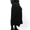 Men's Pants Casual Black Large Wide Leg Simple Solid Color Skirt Irregular Asymmetric Deconstruction