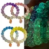 Charm Armband 4st Lysande Gradient Armband Fluorescerande Stone Bead Night Light Glow in the Dark For Women Summer Jewelry