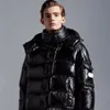 Kış Mens Aşağı Parkas Fermuar Dış Giyim Kapşonlu Uzun Kollu Kalın Stand Dollar Parka Puffer Coats Parlak