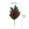 Dekorativa blommor 1pc Artificial Christmas Pine Cone With Holly grenar för DIY Wreath Decors Faux Red Berry STEM Simulation Pinecone