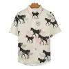 Men's Casual Shirts Horse Animal Beach Shirt Hawaiian Novelty Blouses Male Print Big Size 3XL 4XL