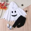 Özel Durumlar Toddler Cadılar Bayramı Set Tulum Hayalet Cape Hoodie Siyah Pantolon Şapka Battaniye Komik Cosplay Giyim Kızlar Erkekler Pelerin 230906