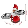 1PC Christmas Decorations Santa Claus Tray Biscuit Candy Snack Gift Display Resin Sculpture Glass Top Table Home Craft Decoration Christmas G0907