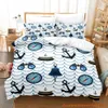 寝具セットPersonElity 2023 Blue Anchor Set Cartoon Anime Three Feace Adder Kid Bedroom DuvetCoverセット3D Kawaii Bettwsch 230906