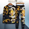 Męskie dresy męskie garnitur sportowy 3D TIGER LONG SLICE Casual Slim T Shirt 2 -Place Dragon Print Ubrania 230906