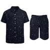 Fatos masculinos Star Starlight Homens Conjuntos Noite Padrão Camisa Casual Conjunto Hawaii Beach Shorts Design de Verão Terno Roupas de Duas Peças Plus Size