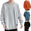 Men's Hoodies Solid Mens Hoodless Long Sleeve Round Neck Sweatshirt Male Color Undershirts Korean Style Sweater Grey Pullover