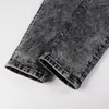 Jeans pour hommes Hommes Smoky Grey Stretch Denim Streetwear Skinny Pantalon Crayon Conique Pantalon de haute qualité lavé à la neige