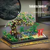 Bloki Sakura Flower Tree Micro Building Block Decorations Indoor Creative Montain Cherry Blossom Street Kid Prezent urodzinowy R230907