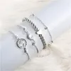 Link Bracelets 4Pcs/Set Bohemian Pink Resin Beads Charm For Women Gold Color Alloy Hand Chains 2023 Fashion Jewelry Party Bracelet